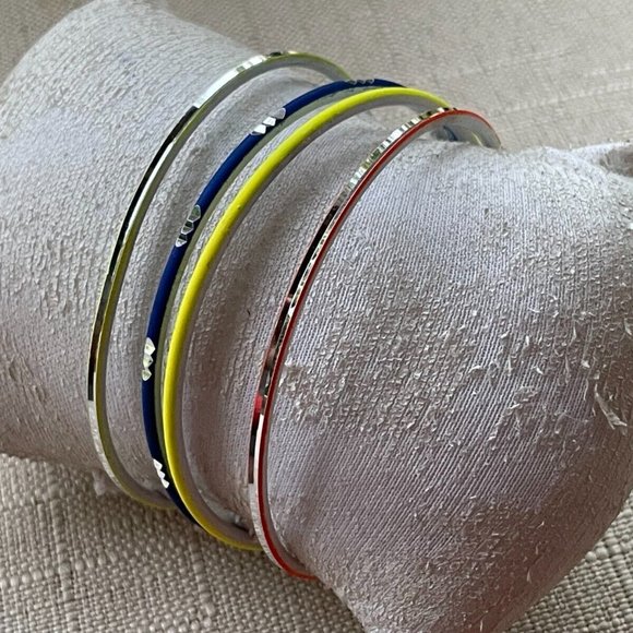 Glass Bangle Multi Color Bracelet Wrist Band Bangles Set of 4 - Picture 4 of 11